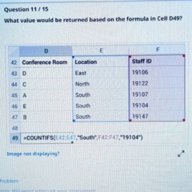What Value Would Be Returned Based On The Formula In Cell D49