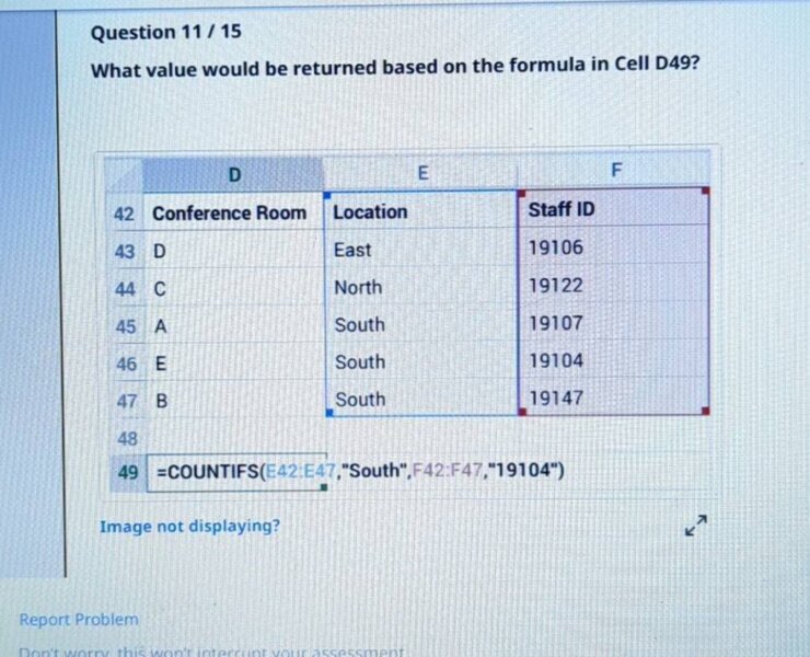 What Value Would Be Returned Based On The Formula In Cell D49
