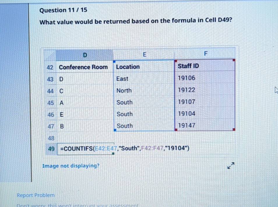 What Value Would Be Returned Based On The Formula In Cell D49