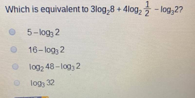 Which Is Equivalent To 3log28 + 4log21 2 − Log32?